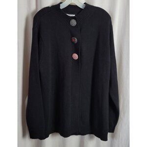 NorthStyle Sweater Cardigan NEW XL Black Y2K cloth button snap NWOT Retro Whimsy
